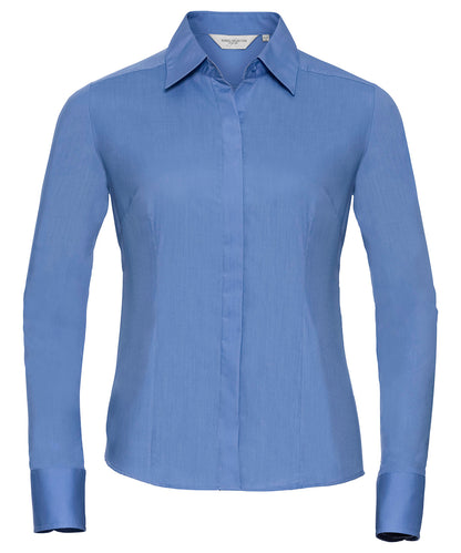 Russell Athletic Women's Long Sleeve Polycotton Easycare Fitted Poplin Shirt
