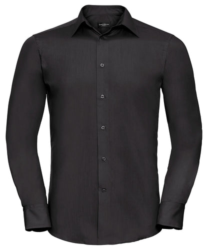 Russell Athletic Long Sleeve Polycotton Easycare Fitted Poplin Shirt