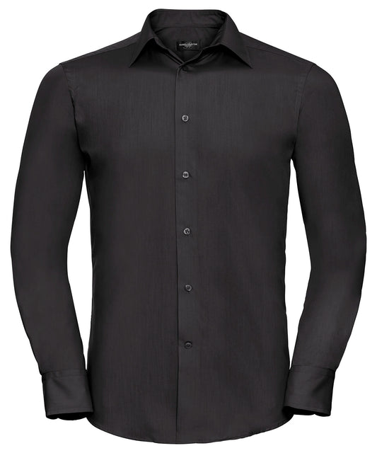 Russell Athletic Long Sleeve Polycotton Easycare Fitted Poplin Shirt