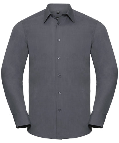 Russell Athletic Long Sleeve Polycotton Easycare Fitted Poplin Shirt