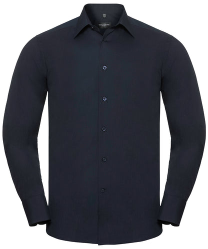 Russell Athletic Long Sleeve Polycotton Easycare Fitted Poplin Shirt