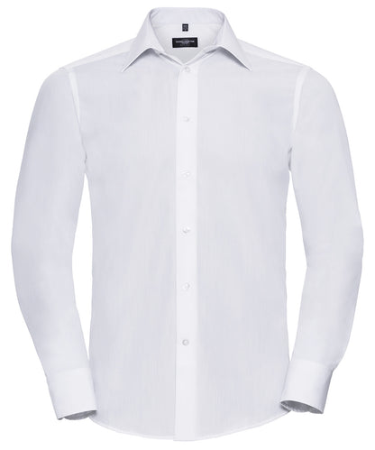 Russell Athletic Long Sleeve Polycotton Easycare Fitted Poplin Shirt