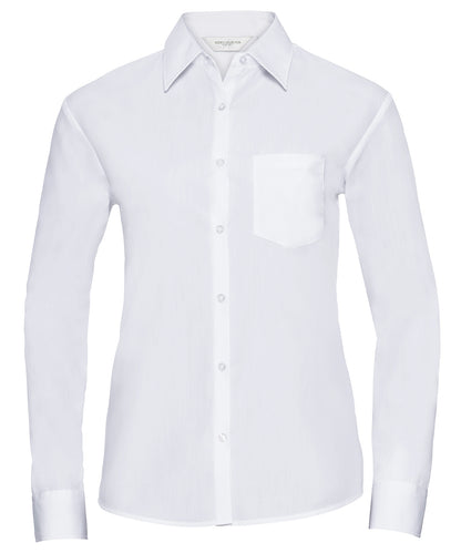 Russell Athletic Women's Long Sleeve Polycotton Easycare Poplin Shirt