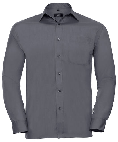Russell Athletic Long Sleeve Polycotton Easycare Poplin Shirt