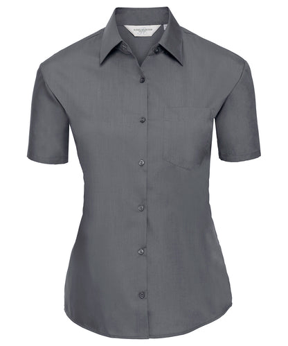 Russell Athletic Women's Short Sleeve Polycotton Easycare Poplin Shirt