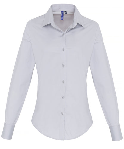 Premier Women's Stretch Fit Cotton Poplin Long Sleeve Blouse