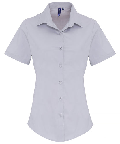 Premier Women's Stretch Fit Cotton Poplin Short Sleeve Blouse