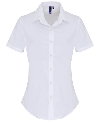 Premier Women's Stretch Fit Cotton Poplin Short Sleeve Blouse