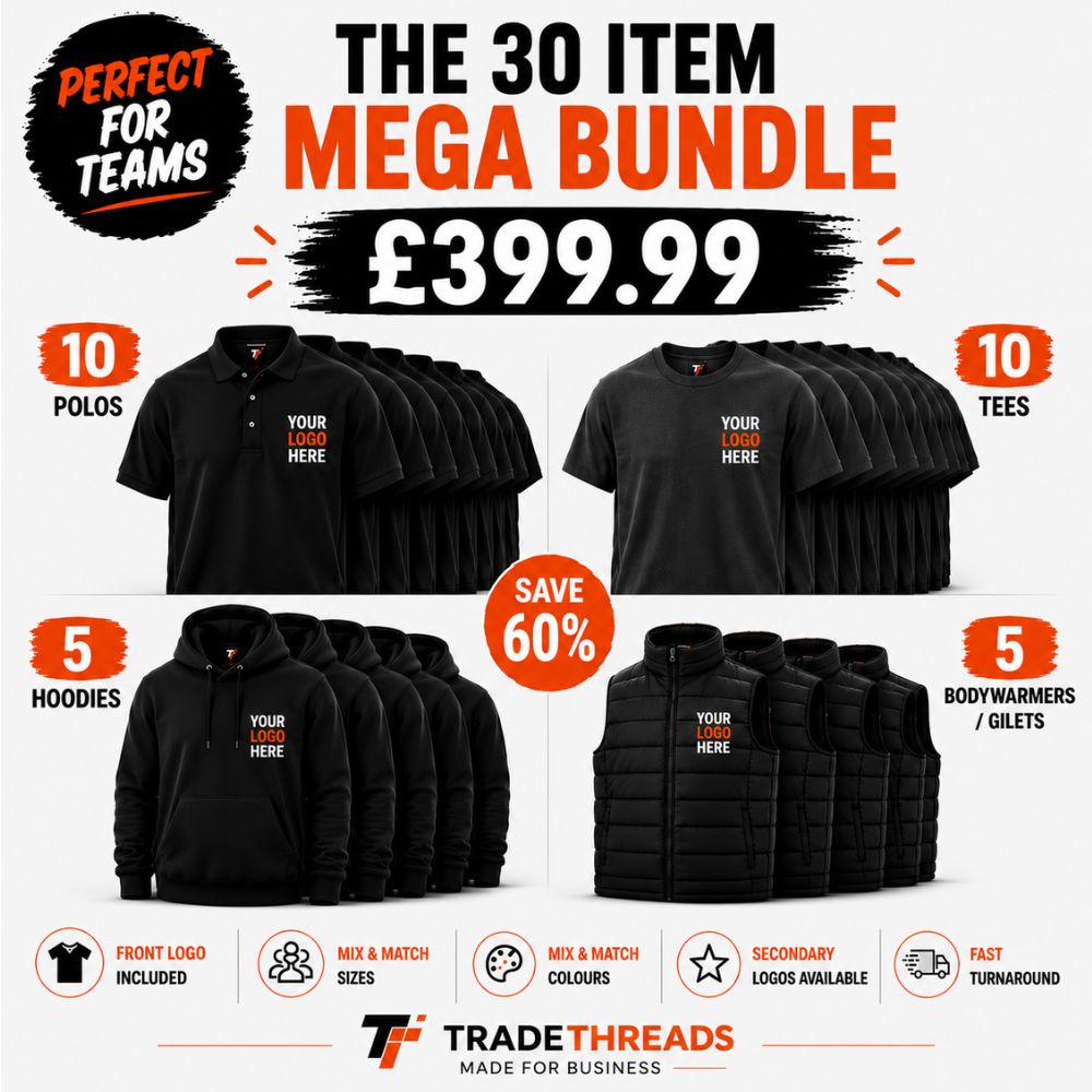 x30 Piece Mega Bundle (Polos, Tees, Hoodie & Body Warmer)