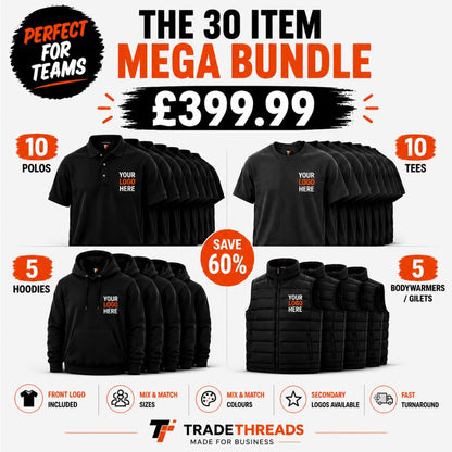 x30 Piece Mega Bundle (Polos, Tees, Hoodie & Body Warmer)